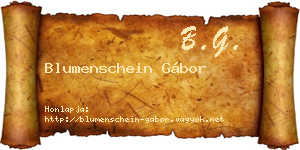 Blumenschein Gábor névjegykártya